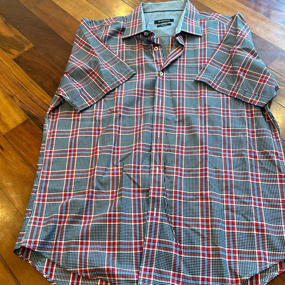 NWOT Bugatchi Classic Fit Short Sleeve Stretch Button-up Shirt Size Small